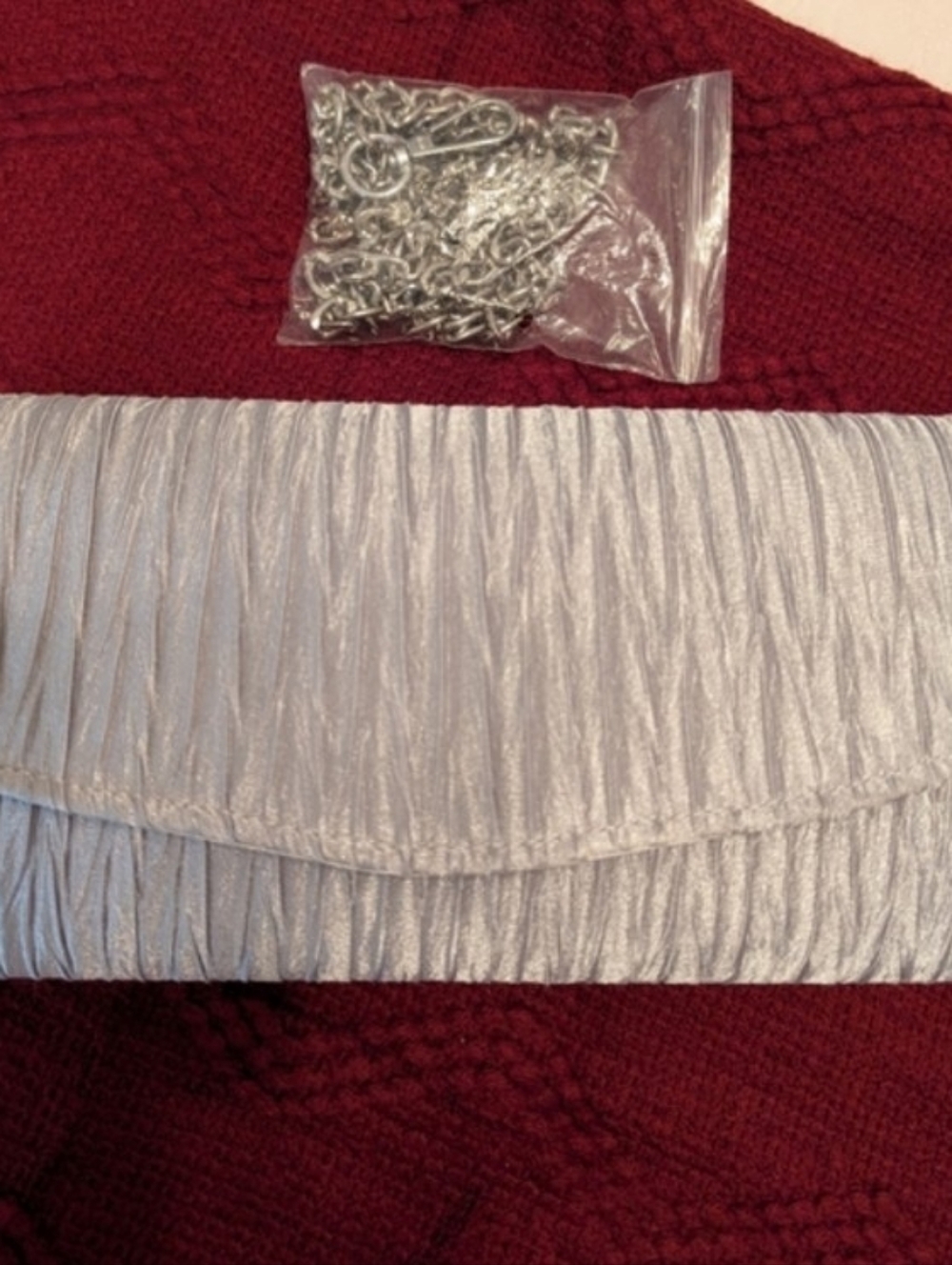 Charming Charlie Silver Pleated Evening Clutch with Chain